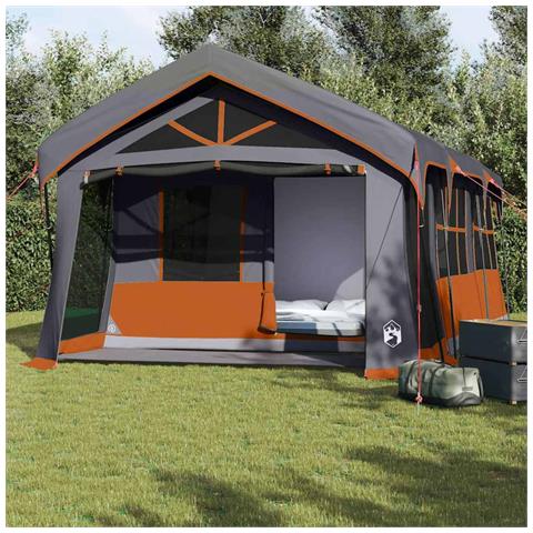 Tenda da campeggio  con finestre grigia e arancione per 10 persone impermeabile - Foto 2