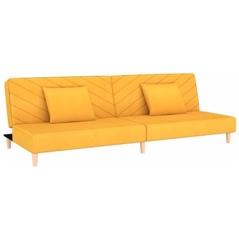 Divano Letto a 2 Posti con 2 Cuscini Giallo in Tessuto - Foto 1