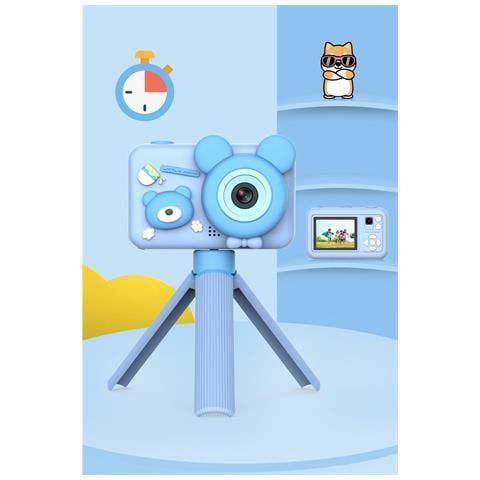 Simpatica Macchina Fotografica Per Bambini Con Doppio Obiettivo E Supporto Blue - Foto 2