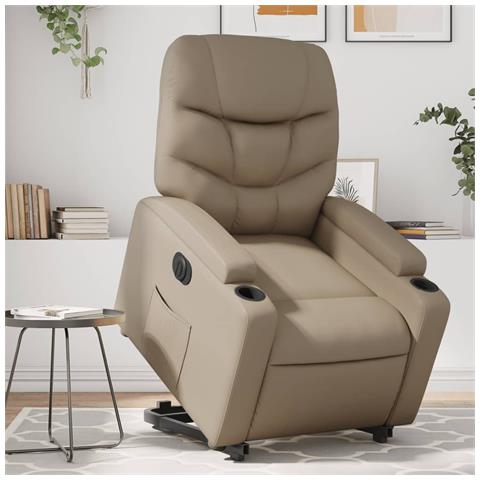 Poltrona Alzapersona Reclinante Elettrica Cappuccino Similpelle - Foto 2