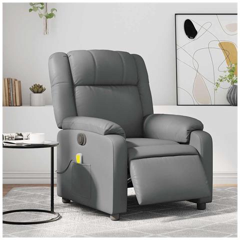 Poltrona Massaggiante Elettrica Reclinabile Grigio Similpelle - Foto 2