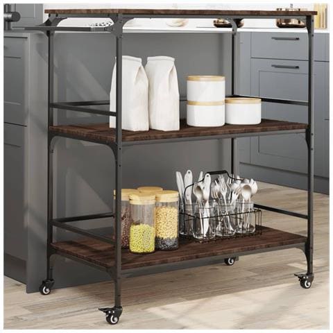 Carrello da Cucina Rovere Marrone 100,5x50x105 cm - Foto 2