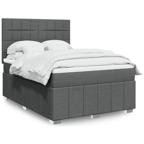Giroletto a Molle con Materasso Grigio Scuro 160x200 cm Tessuto - Foto 2