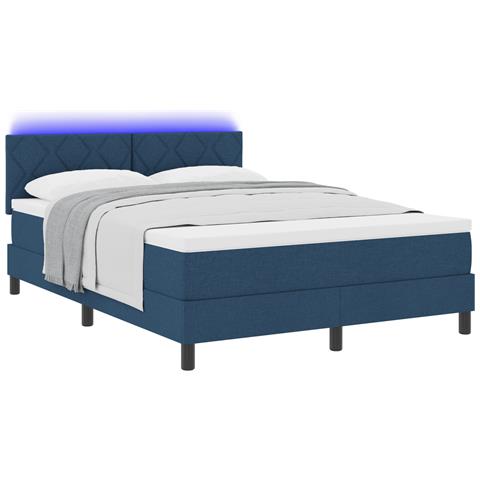 Letto a Molle con Materasso & LED Blu 140x190 cm Tessuto - Foto 1