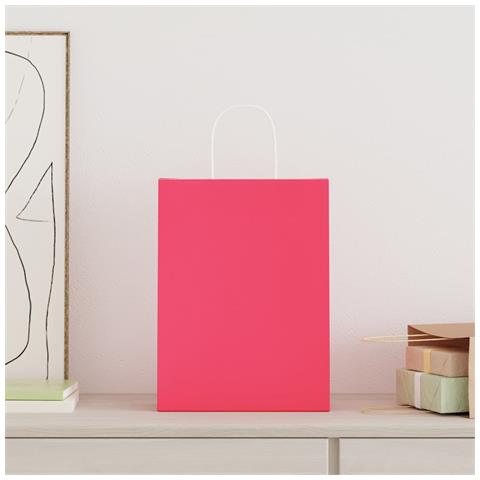 Sacchetti di Carta 250 pz con Manici Rosa 26x12x35 cm - Foto 2