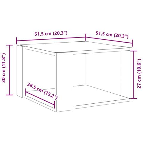 Tavolino Salotto Rovere Fumo 51,5x51,5x30cm Legno Multistrato - Foto 9