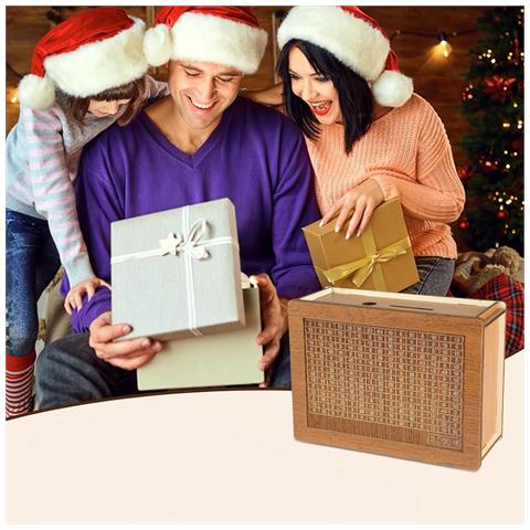 Salvadanaio Retro In Legno Con Obiettivi Di Risparmio Da Segnare Regalo - Foto 2
