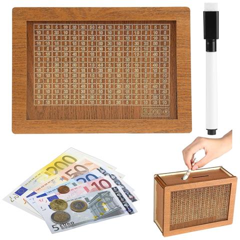 Salvadanaio Retro In Legno Con Obiettivi Di Risparmio Da Segnare Regalo - Foto 1