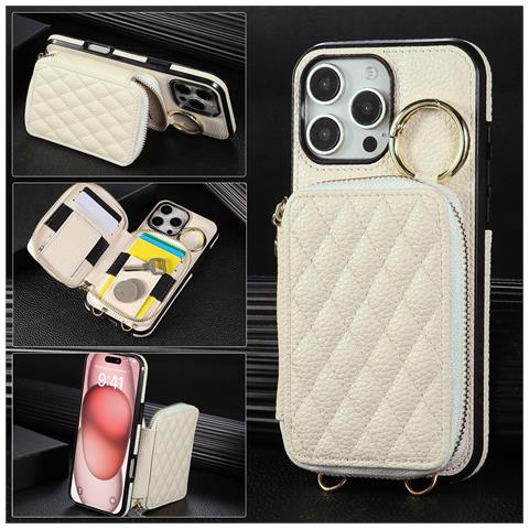 Elegante Custodia A Tracolla In Pelle Pu Con Texture Litchi Compatibile Con Iphone 17 Pro - Foto 6