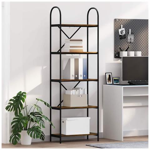 Libreria Rovere fumo 60 x 30 x 183 cm Legno multistrato - Foto 2