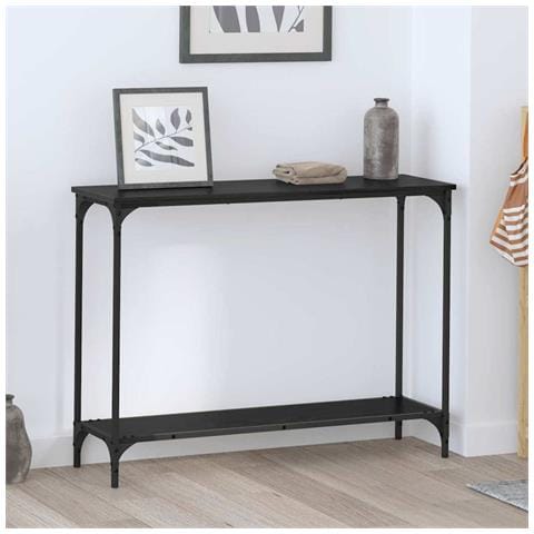 Tavolo consolle con lo scaffale Rovere nero 101 x 30.5 x 75 cm - Foto 2