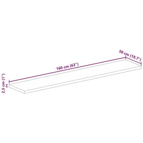 Piano Tavolo 160x50x2,5 cm Rettangolare Legno Massello Acacia - Foto 9