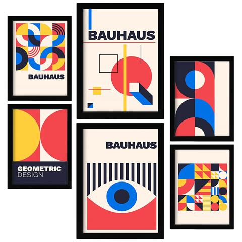 Set Di 6 Stampe Stampe Della Collezione Bauhaus 3 Geometric Design Stampe Con Cornici Cornici Decorative Estetiche Per La Tua Casa A3 & A4 Senza Cornice - Foto 1