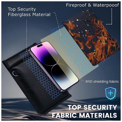 Set Di 4 Custodie Schermanti Rfid - Borsa Di Faraday Per Chiavi Auto, Telefoni Ed Elettronica Black - Foto 7