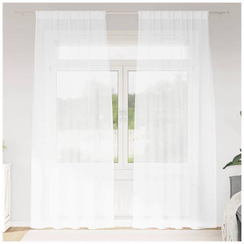 Tende con tende 2 pcs Bianco 140x175cm Poliestere - Foto 2