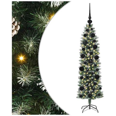 Albero di Natale Artificiale Sottile Verde e Bianco 120 cm - Foto 1