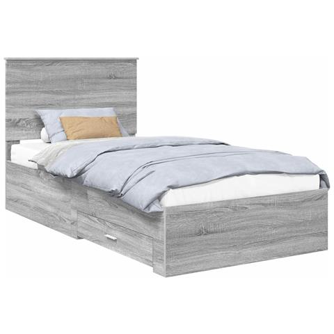 Struttura del letto con testiera Grigio Sonoma 100 x 200 cm - Foto 1