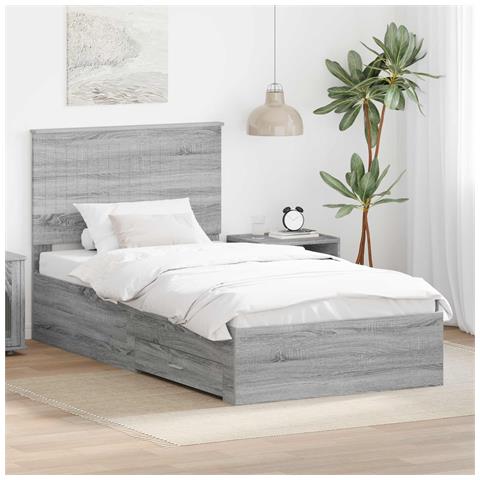 Struttura del letto con testiera Grigio Sonoma 100 x 200 cm - Foto 2