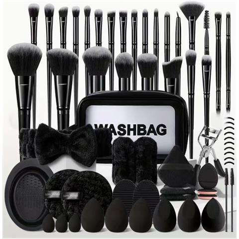 Set Di 25 Pennelli Trucco Con Spugne, Ciotola Di Pulizia E Borsa - Kit Completo Per Viso E Occhi - Foto 1