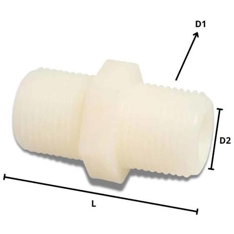 Raccordo Tubo Plastica Doppio Nipplo 1 1/2 - Foto 2