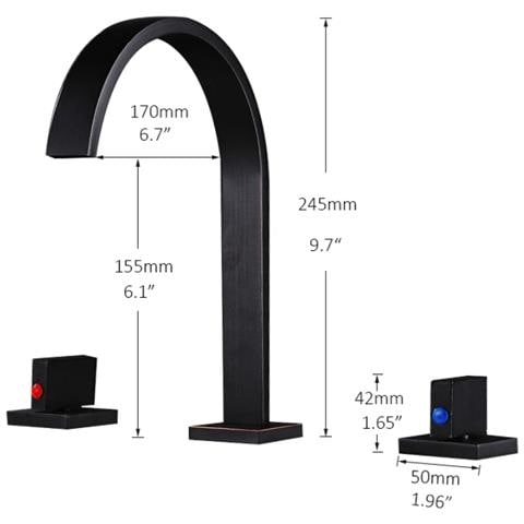 Rubinetto per lavabo da bagno, Blackswan, tipo M59, modello nero anticato, misura 24,5 cm - Foto 4