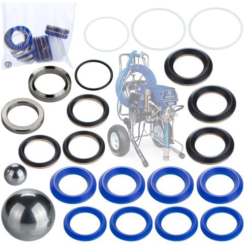 Set Di Riparazione Pompa A Pistone Compatibile Con Graco Mark V - Qualità Superiore, Guarnizioni Teflon E Pelle, Sfere Acciaio - Foto 1