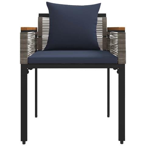 Set di Mobili da Esterno 4 pcs Grigio e Blu Navy Rattan in PE - Foto 9