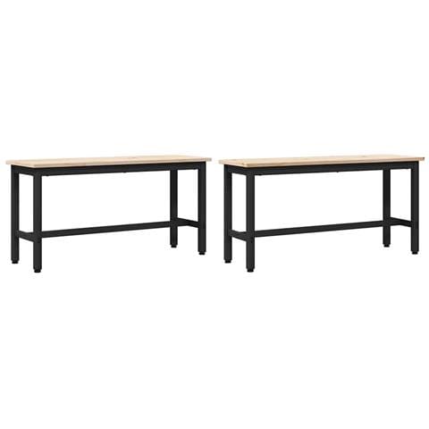 Panche da pranzo 2 pcs Naturale 100 x 32,5 x 49 cm - Foto 1