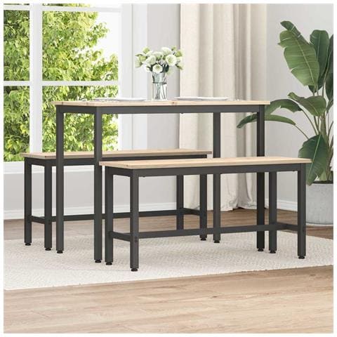 Panche da pranzo 2 pcs Naturale 100 x 32,5 x 49 cm - Foto 2