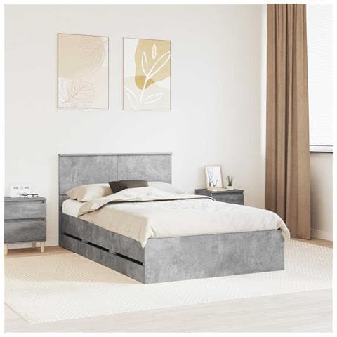 Struttura del letto con cassetto Grigio cemento 135 x 190 cm - Foto 2