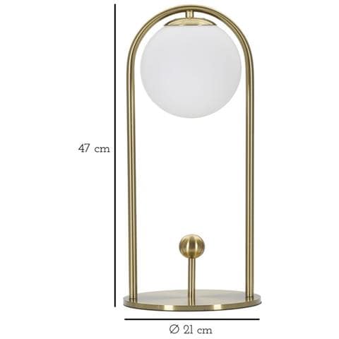 Lampada Da Tavolo Glamy Arc A In Ferro Dorato E Vetro Opalino Ø 21 Cm - Foto 6