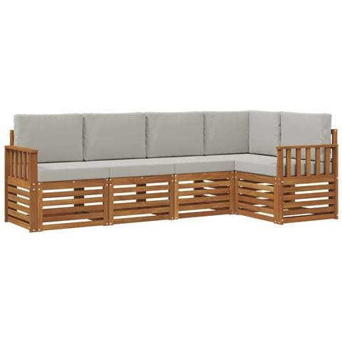 Set divani con cuscino 5 pcs Grigio Naturale e Chiaro - Foto 1