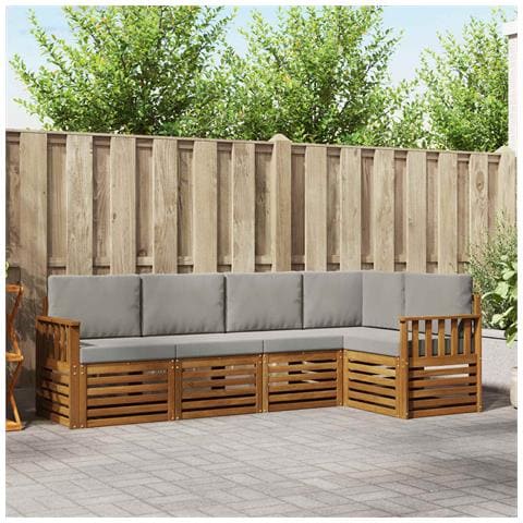 Set divani con cuscino 5 pcs Grigio Naturale e Chiaro - Foto 2