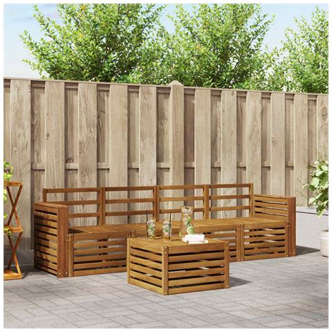 Set divani 5 pcs Naturale Legno di Acacia Massello - Foto 2