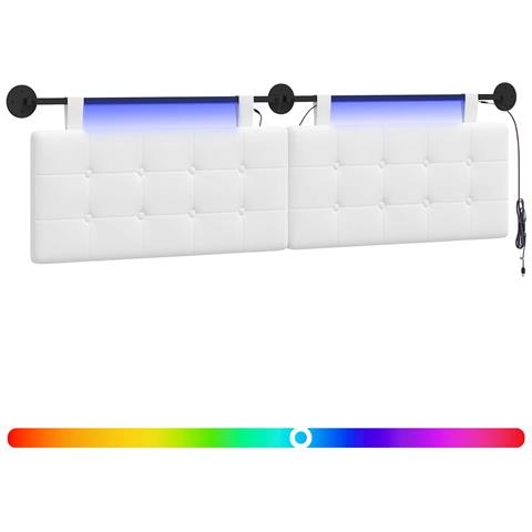 Testiera sospesa Con luce LED Bianco Tessuto - Foto 1