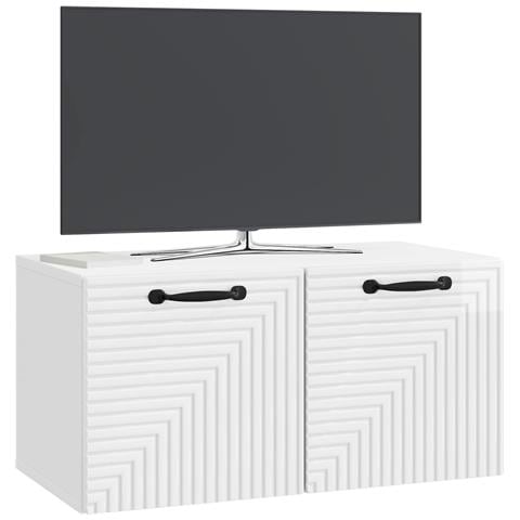 Mobile Porta TV da Muro Bianco Lucido 59,5 x 31 x 30 cm - Foto 2