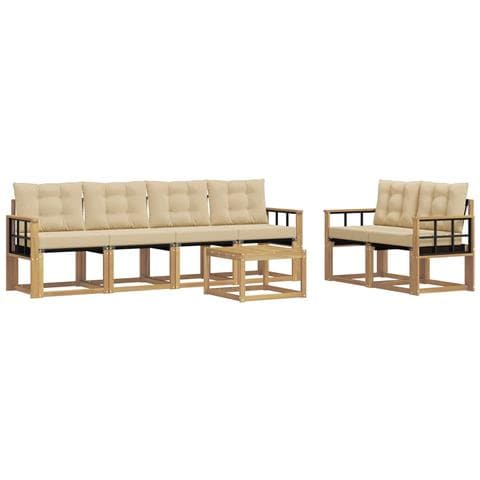Set di divani da esterno con cuscino 7 pcs Bianco e Beige - Foto 1
