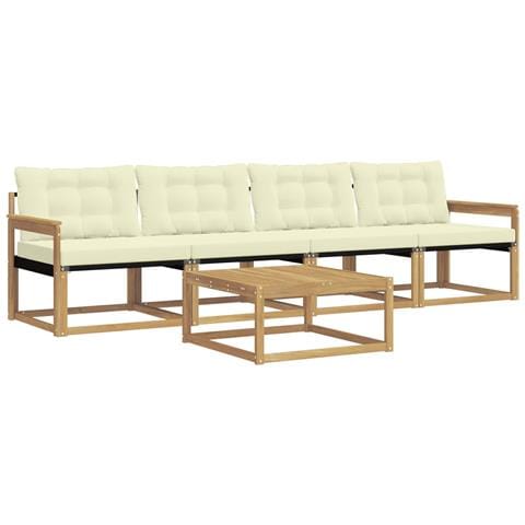 Set di divani da esterno 5 pcs Bianco e Crema 79 x 79 x 37 cm - Foto 1