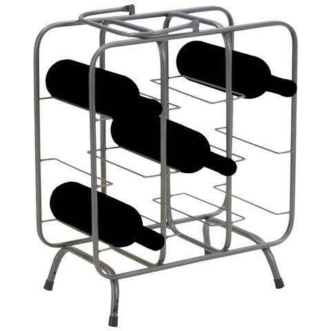Portabottiglie Rack Rettangolare In Ferro Grigio Scuro 9 Posti 40x23x47,5 Cm - Foto 8