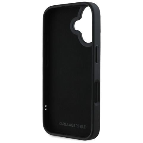 Custodia Nera Lucida Per Iphone 16 Di Karl Lagerfeld Con Gomma 3d - Foto 7