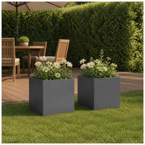 Vaso da giardino 2 pz Antracite 25 x 25 x 25 cm - Foto 2
