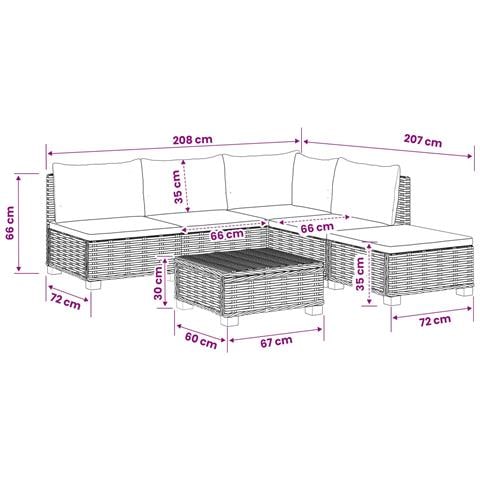 6 pz Set Lounge in Rattan con Cuscini GENDT Rattan naturale - Foto 10