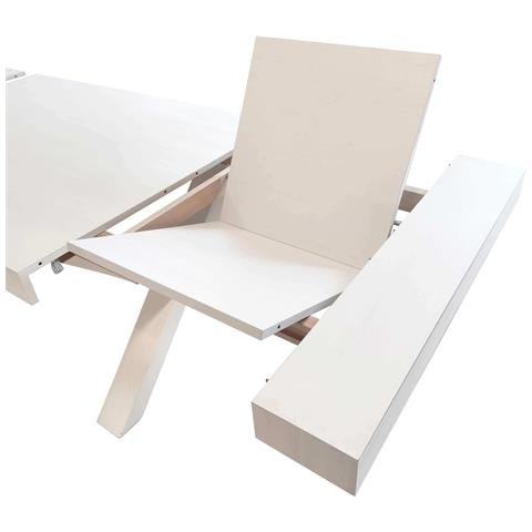 Tavolo Rettangolare Allungabile In Legno Bianco Consumato 100 X 180/230/280 Per Interno Sala Da Pranzo Salotto Cucina Moderno - Foto 2