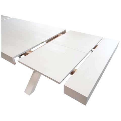 Tavolo Rettangolare Allungabile In Legno Bianco Consumato 100 X 180/230/280 Per Interno Sala Da Pranzo Salotto Cucina Moderno - Foto 4