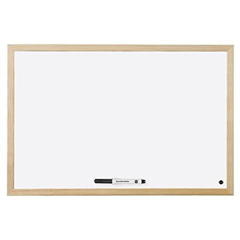 Lavagna Magnetica Bianca Budget Con Cornice In Legno, Superficie Speciale Cancellabile A Secco, 800 X 600 Mm - Foto 1