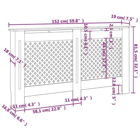 Copertura per Radiatore Antracite 152x19x81 cm in MDF - Foto 6