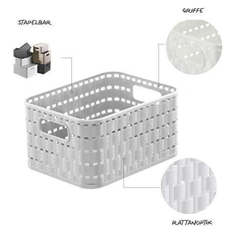 Paese Cestello Portaoggetti Nel Look Rattan Plastica (pp) Bianco 2 Litri (183 X 137 X 98 Cm) Bpa-libero Il Contenitore A6 2 L - Foto 2