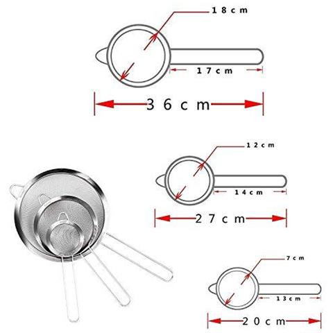Belle Rete Metallica Cucina Sieve Set Con Rim - 7 12 E 18 Cm - Foto 2