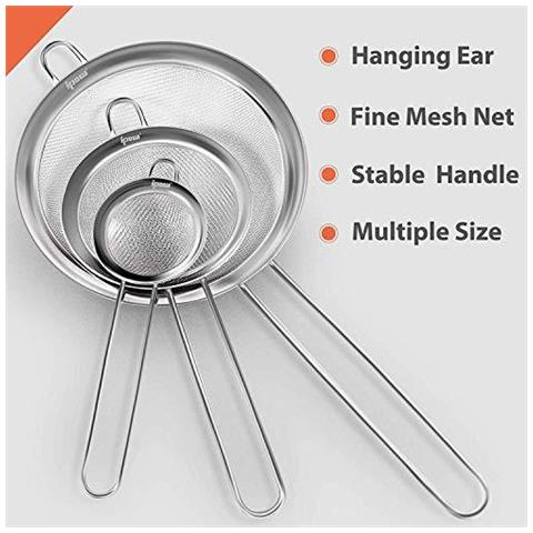 Belle Rete Metallica Cucina Sieve Set Con Rim - 7 12 E 18 Cm - Foto 4