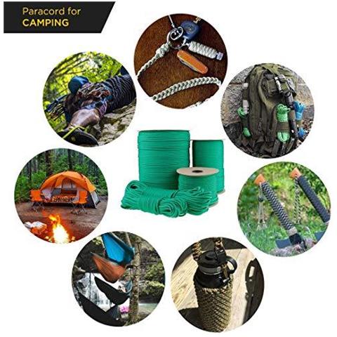 Paracord 550 Del Cavo Dei Paracadute Di Tipo Iii Mil-spec 7 Fili Di Sopravvivenza (verde Smeraldo 30 M) - Foto 4